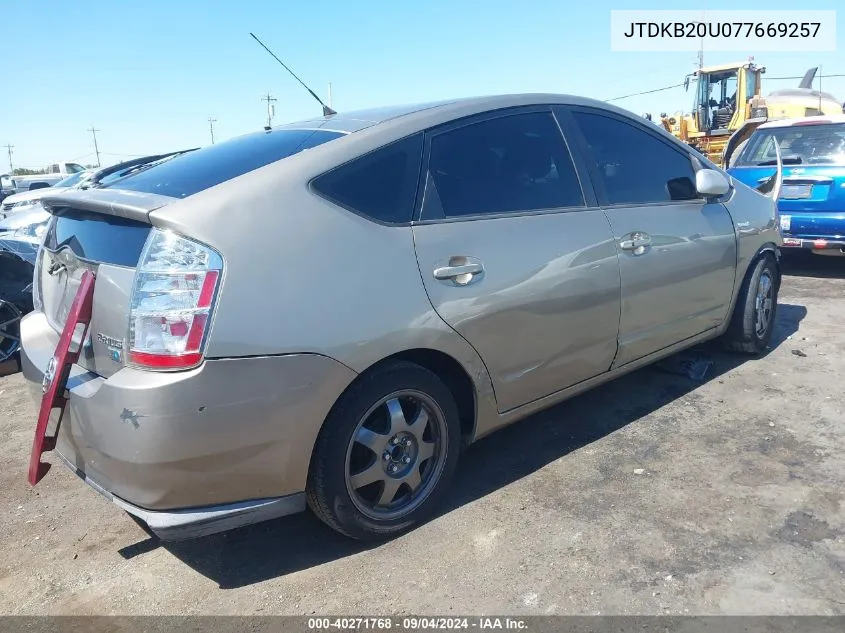 2007 Toyota Prius VIN: JTDKB20U077669257 Lot: 40271768