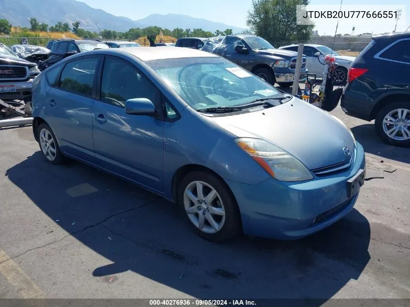 2007 Toyota Prius VIN: JTDKB20U777666551 Lot: 40276936