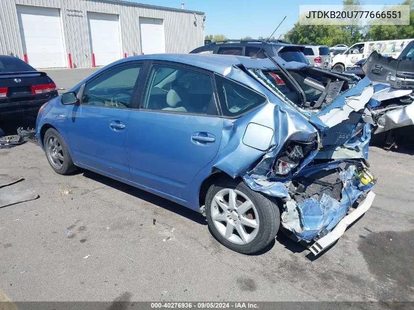 2007 Toyota Prius VIN: JTDKB20U777666551 Lot: 40276936