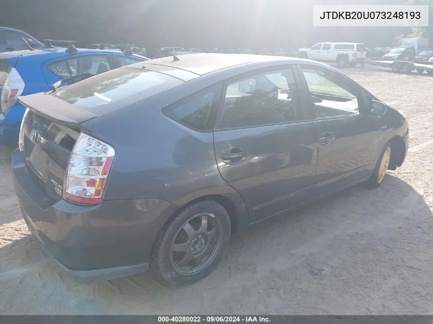 2007 Toyota Prius VIN: JTDKB20U073248193 Lot: 40280022