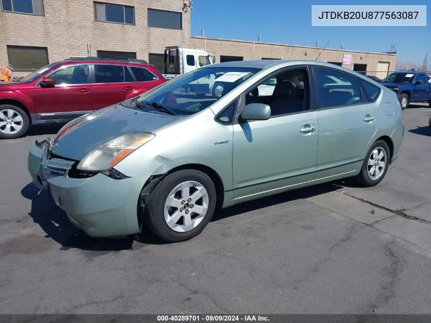 2007 Toyota Prius VIN: JTDKB20U877563087 Lot: 40289701