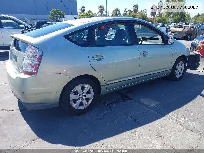 2007 Toyota Prius VIN: JTDKB20U877563087 Lot: 40289701