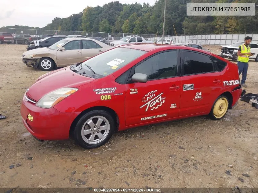 2007 Toyota Prius VIN: JTDKB20U477651988 Lot: 40297094