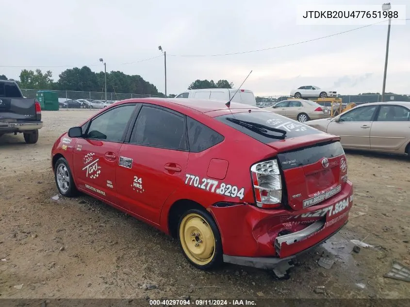 2007 Toyota Prius VIN: JTDKB20U477651988 Lot: 40297094