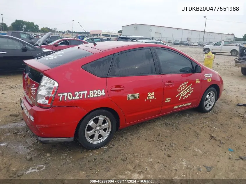 2007 Toyota Prius VIN: JTDKB20U477651988 Lot: 40297094