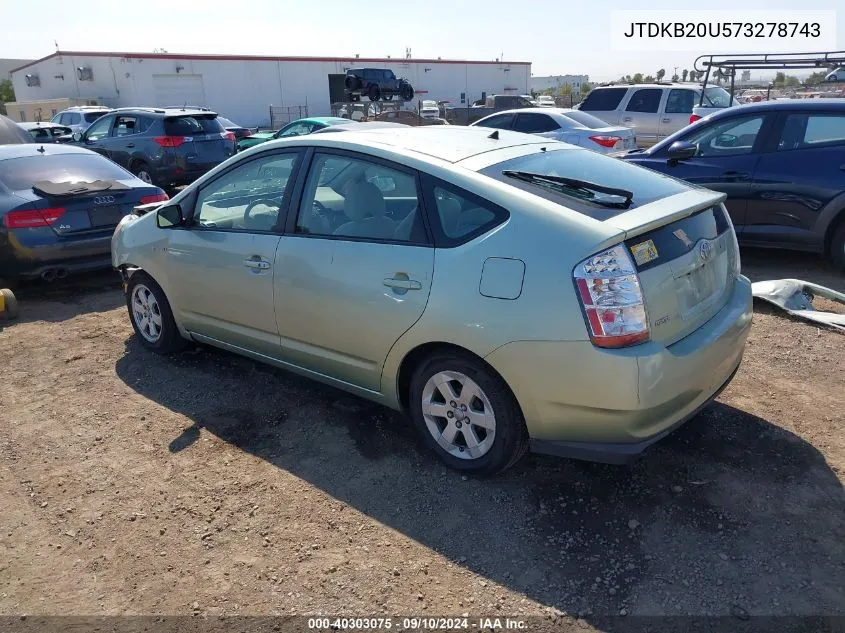 2007 Toyota Prius VIN: JTDKB20U573278743 Lot: 40303075