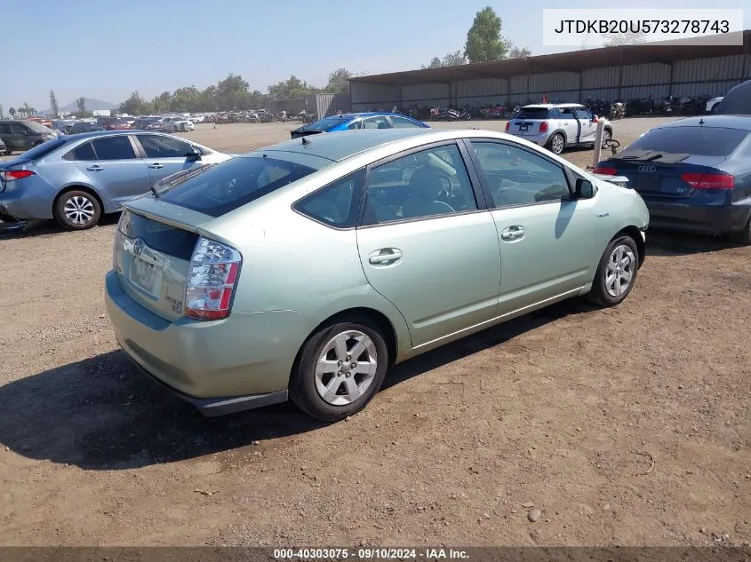 2007 Toyota Prius VIN: JTDKB20U573278743 Lot: 40303075