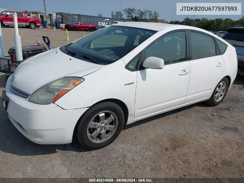 2007 Toyota Prius VIN: JTDKB20U677597593 Lot: 40314059