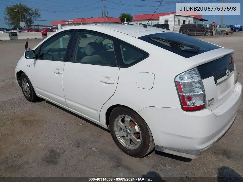 2007 Toyota Prius VIN: JTDKB20U677597593 Lot: 40314059