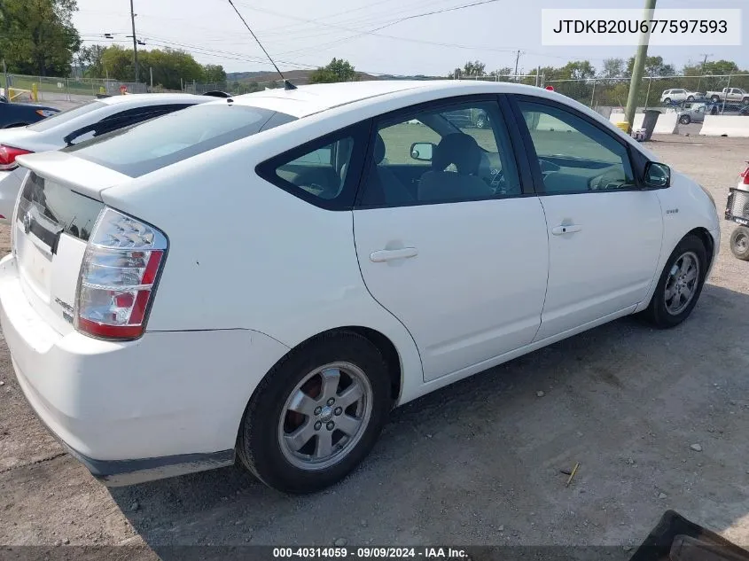 2007 Toyota Prius VIN: JTDKB20U677597593 Lot: 40314059