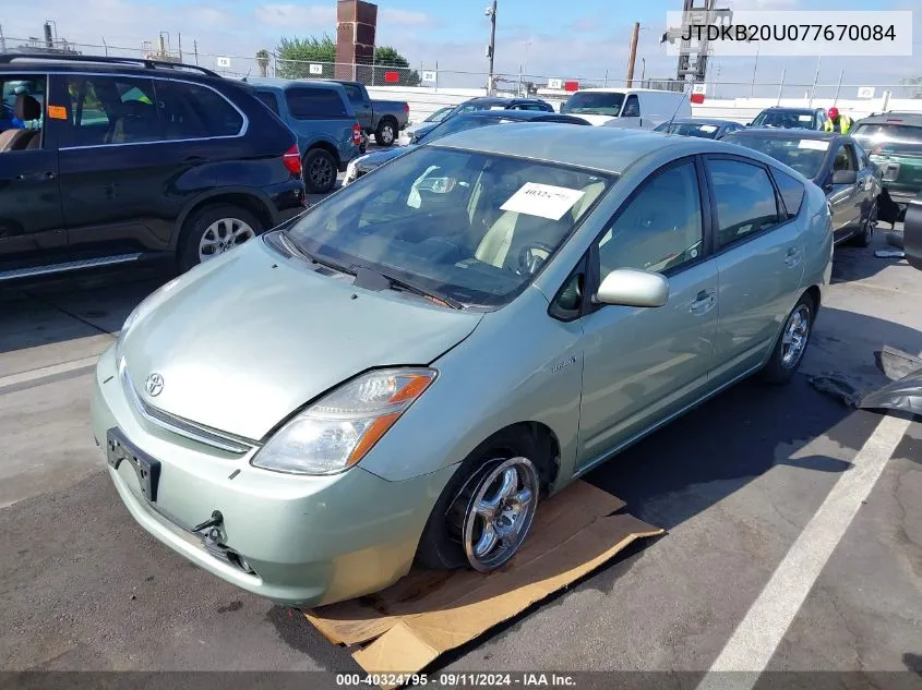 2007 Toyota Prius VIN: JTDKB20U077670084 Lot: 40324795