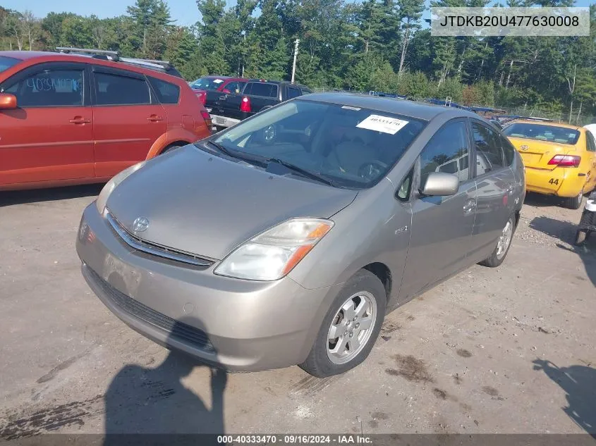 2007 Toyota Prius VIN: JTDKB20U477630008 Lot: 40333470