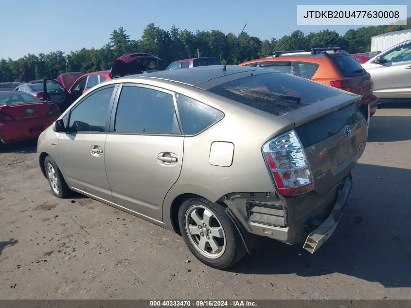 2007 Toyota Prius VIN: JTDKB20U477630008 Lot: 40333470