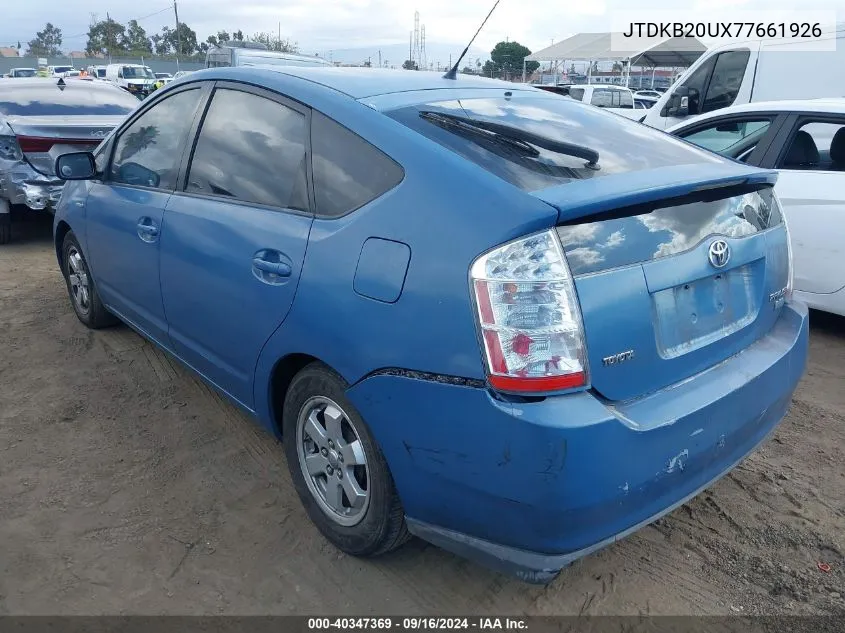 2007 Toyota Prius VIN: JTDKB20UX77661926 Lot: 40347369