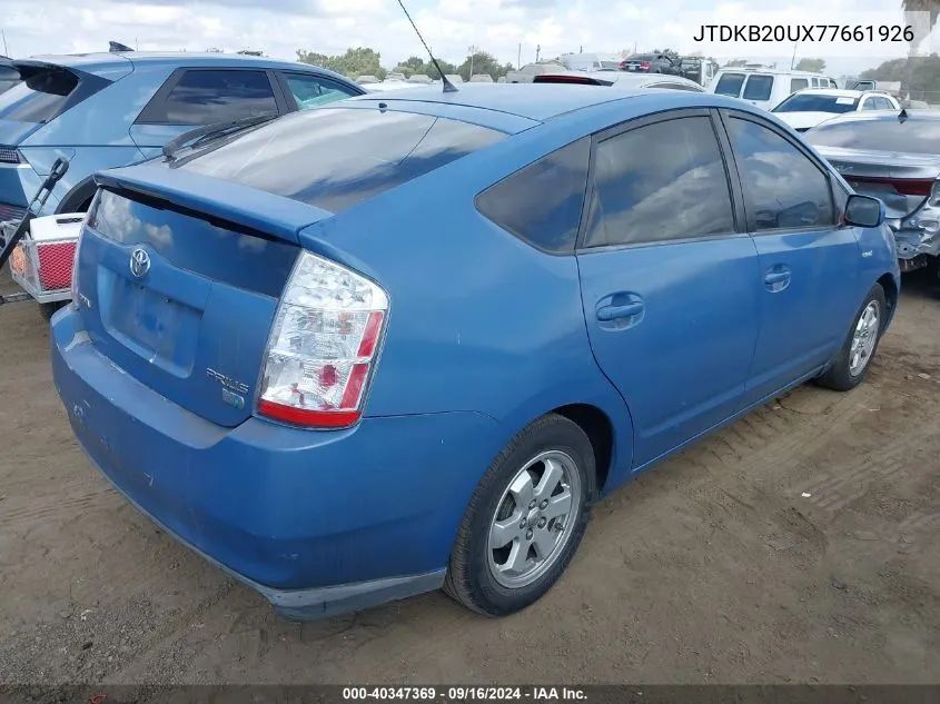 2007 Toyota Prius VIN: JTDKB20UX77661926 Lot: 40347369