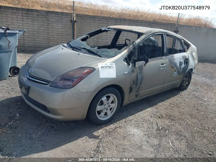 2007 Toyota Prius VIN: JTDKB20U377548979 Lot: 40357073