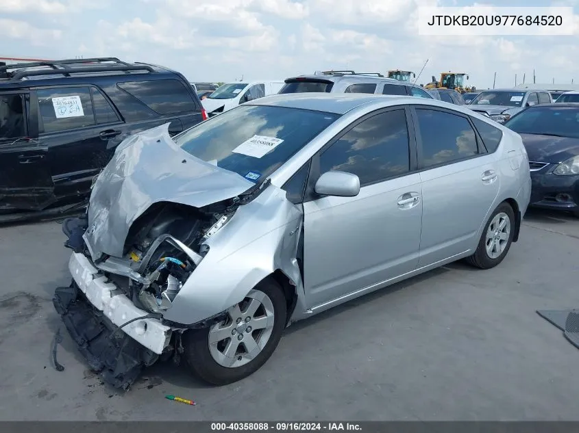 2007 Toyota Prius VIN: JTDKB20U977684520 Lot: 40358088