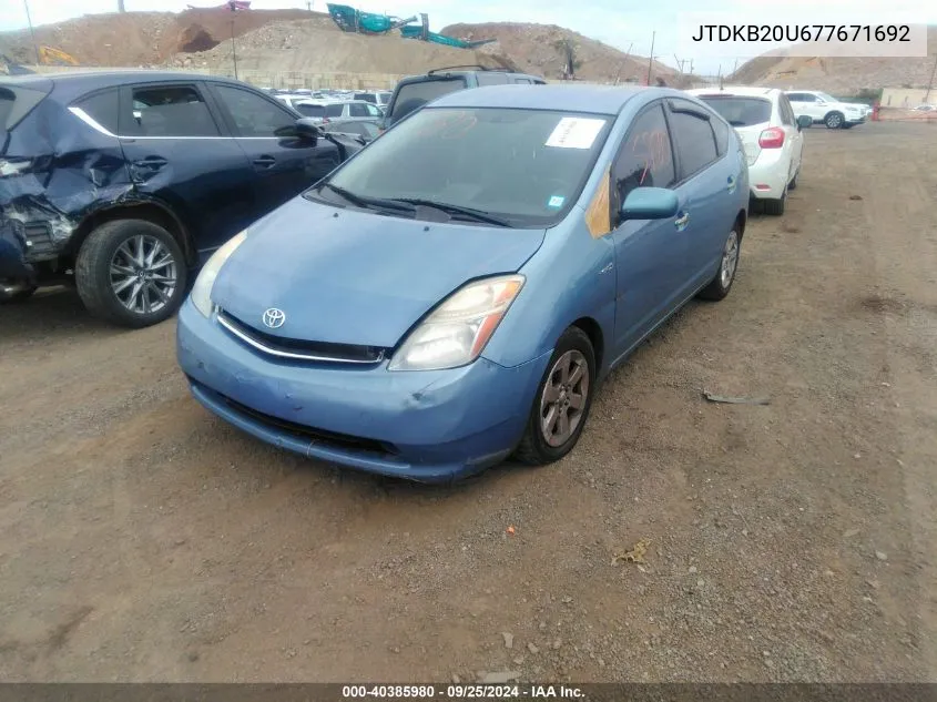 2007 Toyota Prius VIN: JTDKB20U677671692 Lot: 40385980