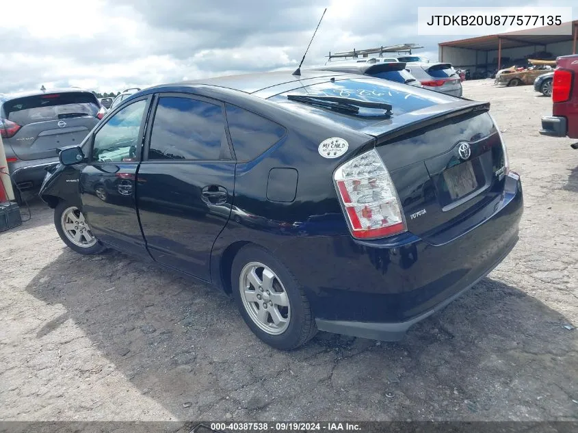 2007 Toyota Prius VIN: JTDKB20U877577135 Lot: 40387538