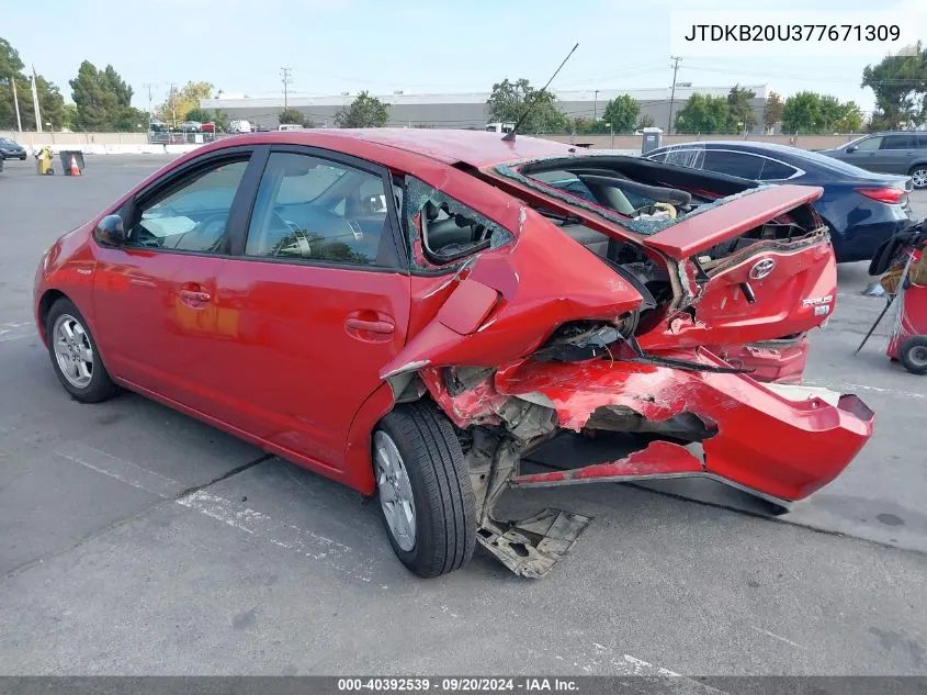 2007 Toyota Prius VIN: JTDKB20U377671309 Lot: 40392539