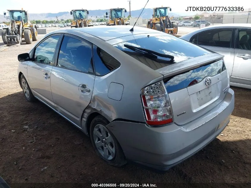 2007 Toyota Prius VIN: JTDKB20U777633386 Lot: 40396505