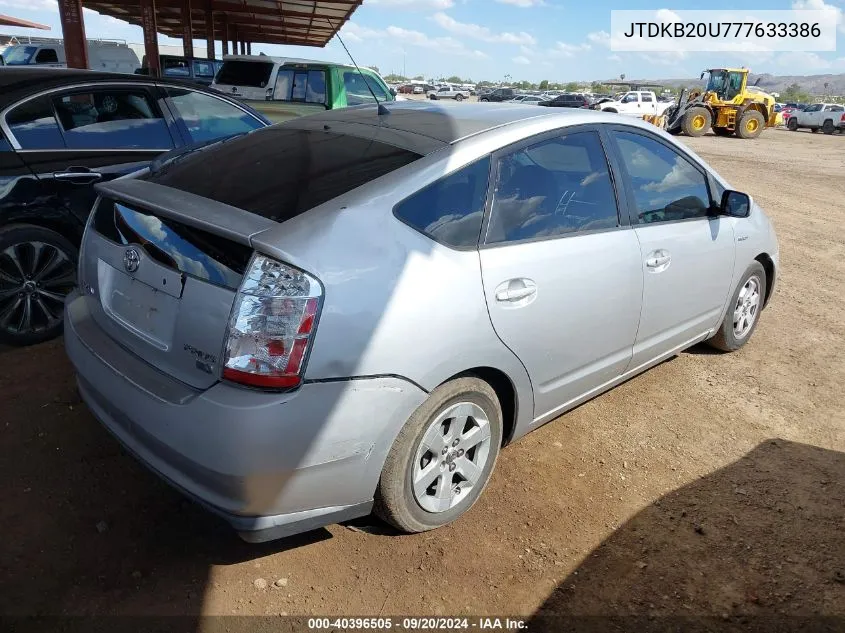 2007 Toyota Prius VIN: JTDKB20U777633386 Lot: 40396505