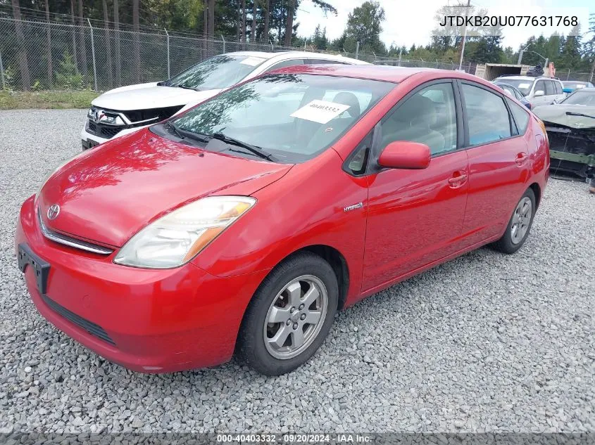 2007 Toyota Prius VIN: JTDKB20U077631768 Lot: 40403332