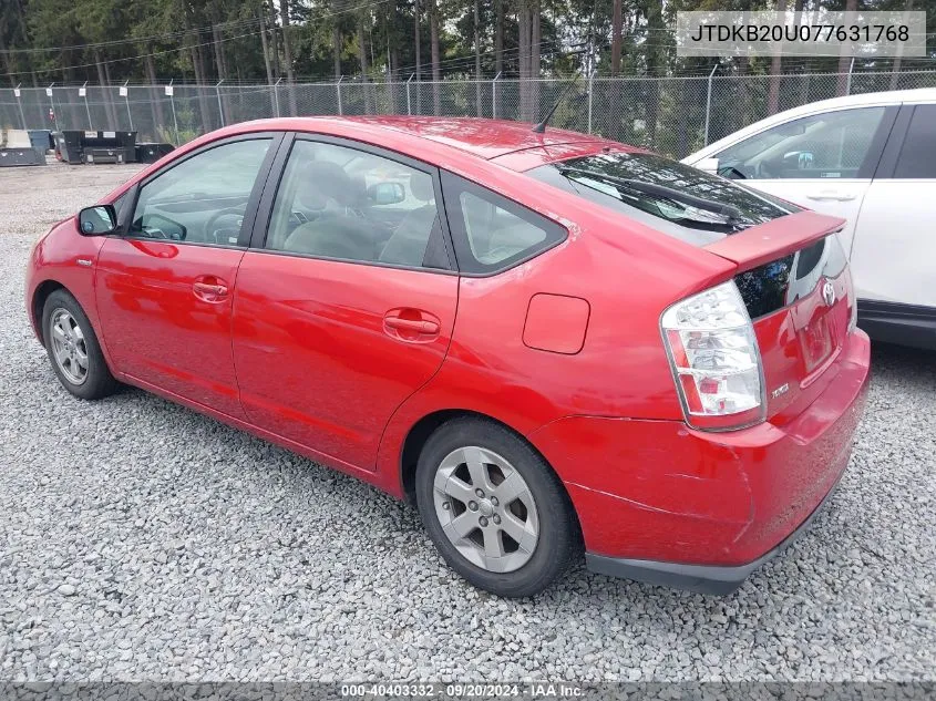 2007 Toyota Prius VIN: JTDKB20U077631768 Lot: 40403332