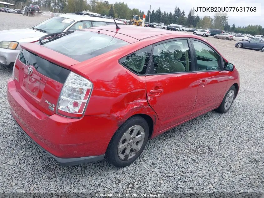 2007 Toyota Prius VIN: JTDKB20U077631768 Lot: 40403332