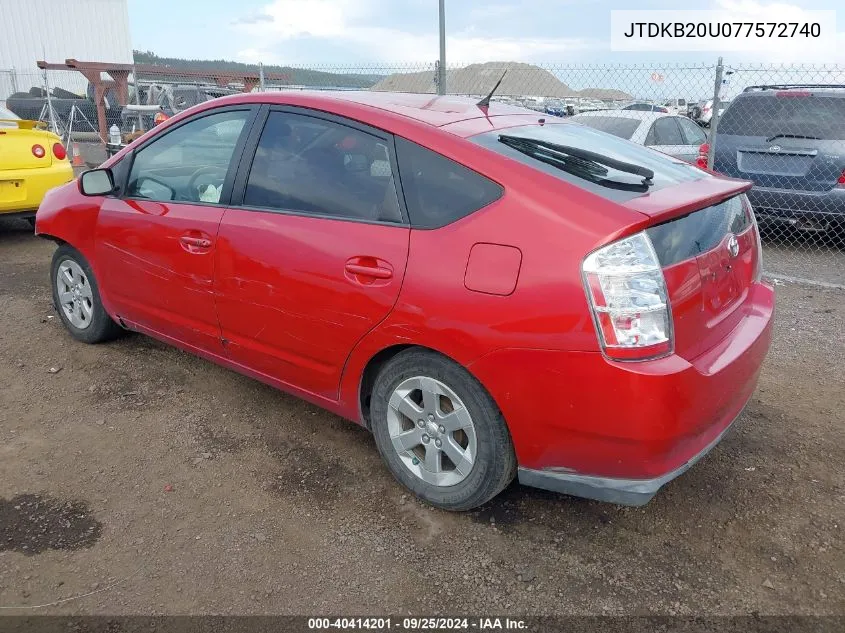 2007 Toyota Prius VIN: JTDKB20U077572740 Lot: 40414201