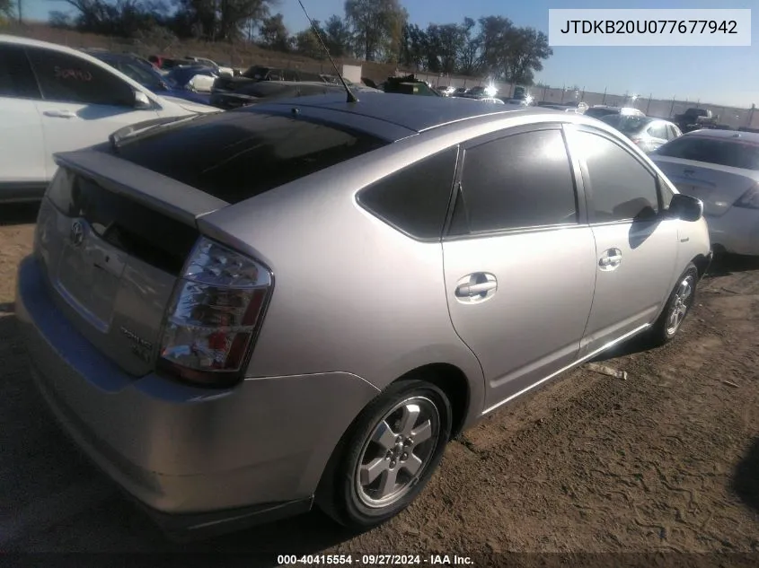 2007 Toyota Prius VIN: JTDKB20U077677942 Lot: 40415554