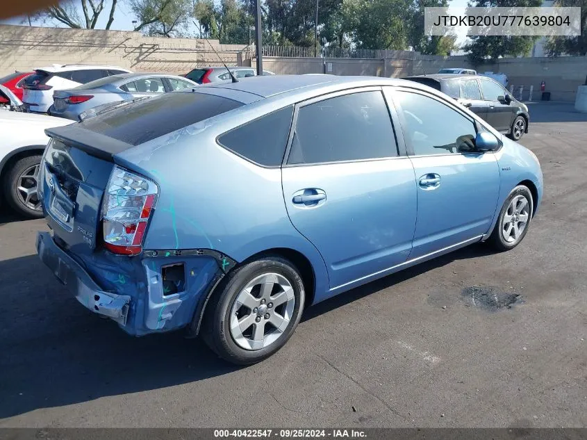 2007 Toyota Prius VIN: JTDKB20U777639804 Lot: 40422547