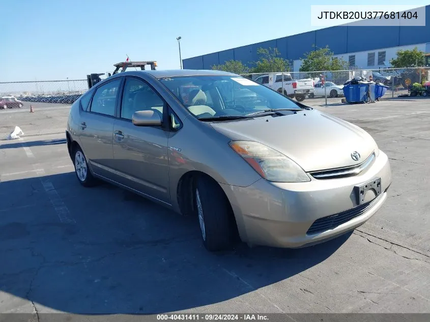 2007 Toyota Prius VIN: JTDKB20U377681404 Lot: 40431411