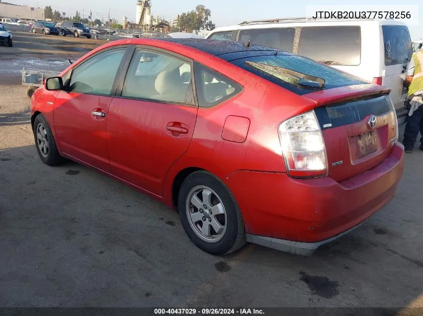 2007 Toyota Prius VIN: JTDKB20U377578256 Lot: 40437029