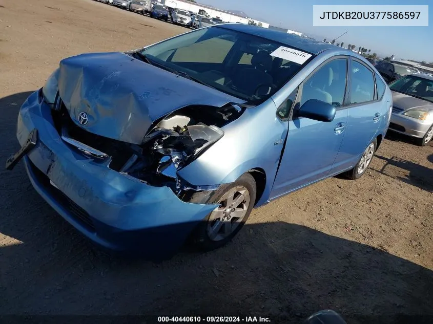 2007 Toyota Prius VIN: JTDKB20U377586597 Lot: 40440610