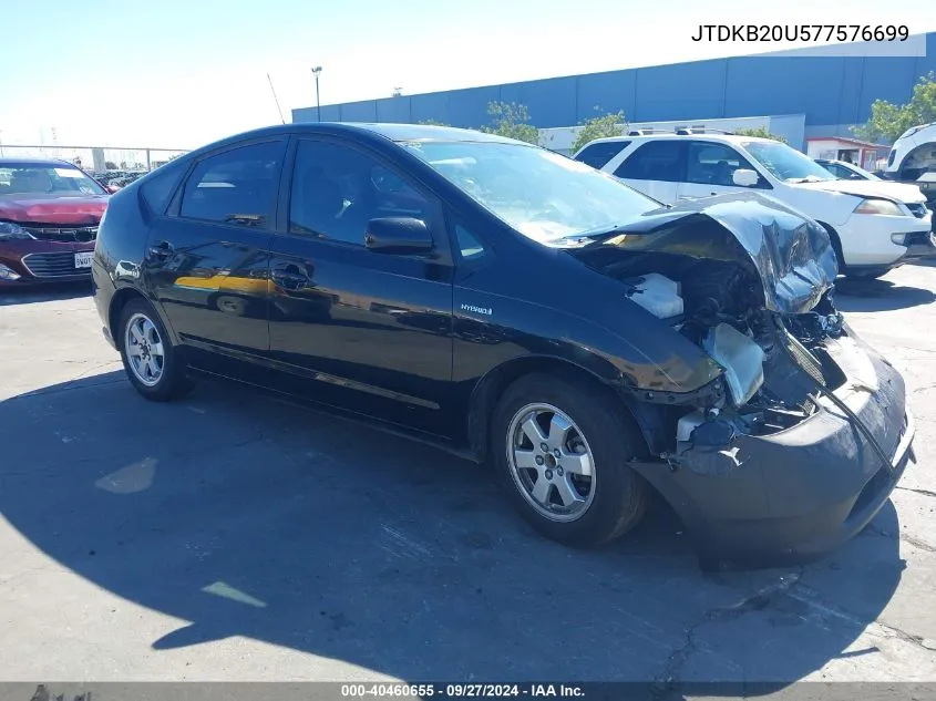 2007 Toyota Prius VIN: JTDKB20U577576699 Lot: 40460655