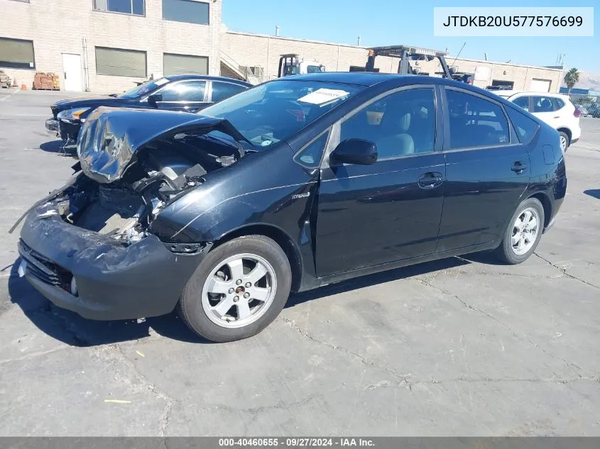 2007 Toyota Prius VIN: JTDKB20U577576699 Lot: 40460655