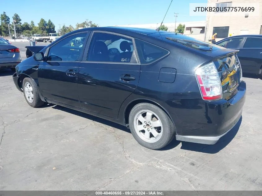 2007 Toyota Prius VIN: JTDKB20U577576699 Lot: 40460655