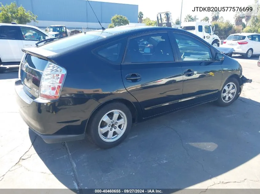 2007 Toyota Prius VIN: JTDKB20U577576699 Lot: 40460655