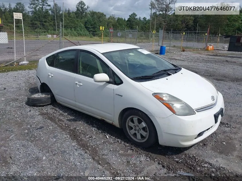 2007 Toyota Prius VIN: JTDKB20U477646077 Lot: 40465292