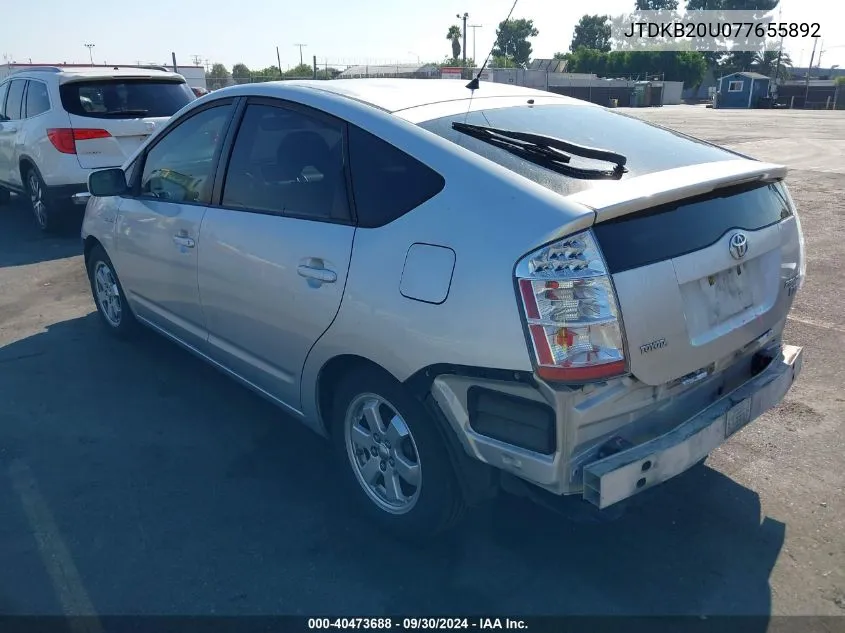 2007 Toyota Prius Base (Cvt-E) VIN: JTDKB20U077655892 Lot: 40473688