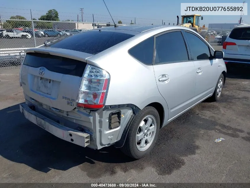 JTDKB20U077655892 2007 Toyota Prius Base (Cvt-E)