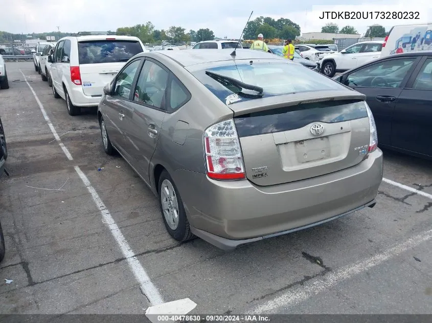 2007 Toyota Prius Base (Cvt-E) VIN: JTDKB20U173280232 Lot: 40478630