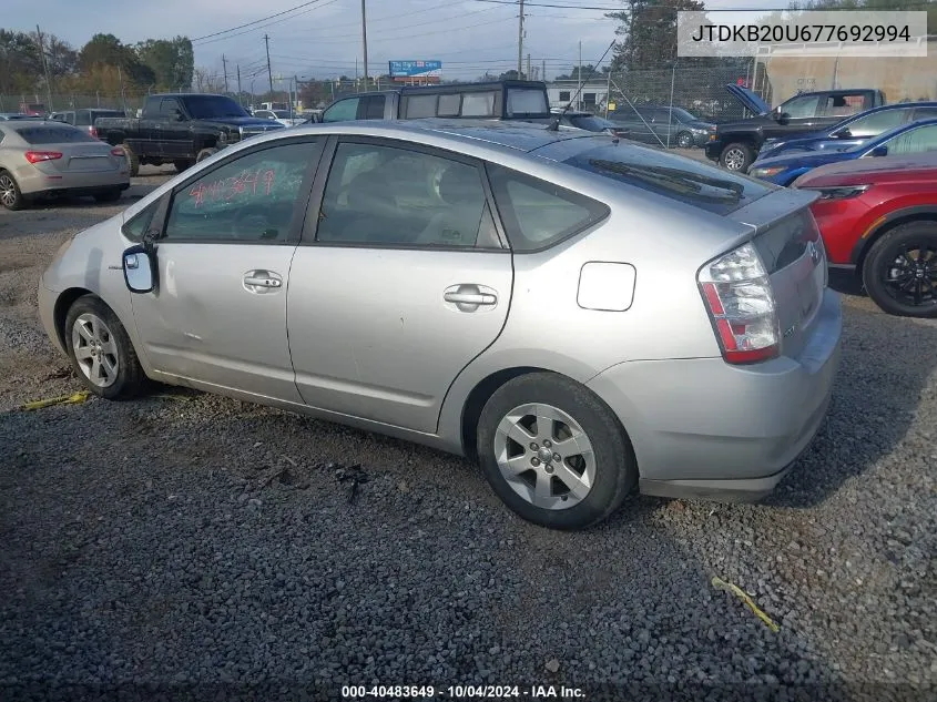 2007 Toyota Prius Base (Cvt-E) VIN: JTDKB20U677692994 Lot: 40483649