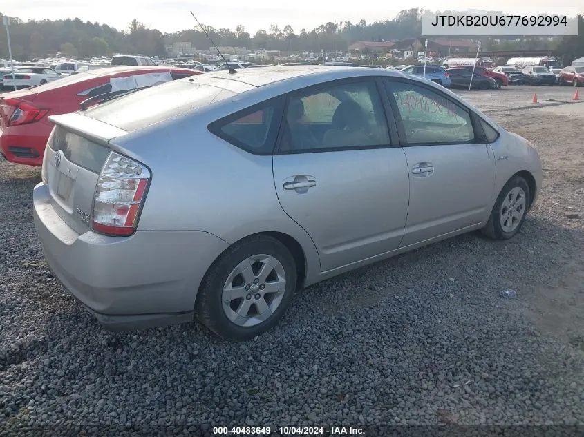 2007 Toyota Prius Base (Cvt-E) VIN: JTDKB20U677692994 Lot: 40483649