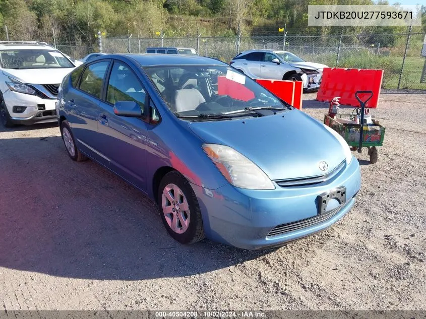 2007 Toyota Prius Base (Cvt-E) VIN: JTDKB20U277593671 Lot: 40504208