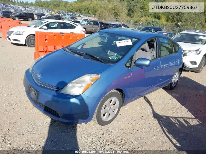 2007 Toyota Prius Base (Cvt-E) VIN: JTDKB20U277593671 Lot: 40504208