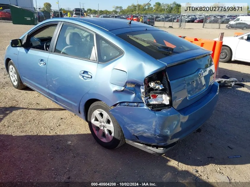 2007 Toyota Prius Base (Cvt-E) VIN: JTDKB20U277593671 Lot: 40504208