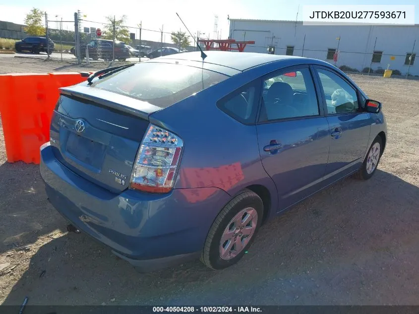 2007 Toyota Prius Base (Cvt-E) VIN: JTDKB20U277593671 Lot: 40504208