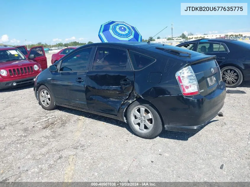 2007 Toyota Prius Base (Cvt-E) VIN: JTDKB20U677635775 Lot: 40507038